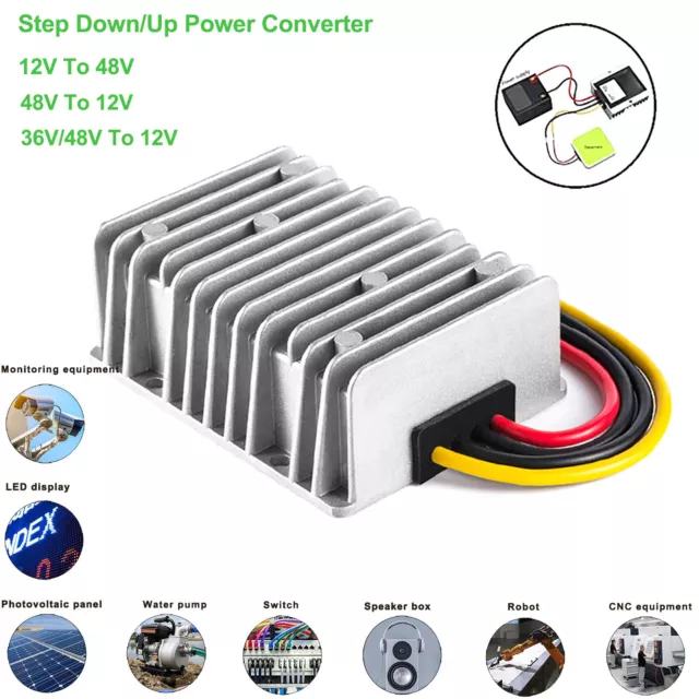 Step Down/Up 12V to 24V/48V 36V/48V To 12V DC-DC Power Converter WaterProof US