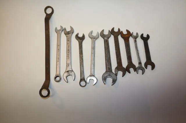 Lot of 10 Vintage Made in the USA Wrenches Combination and Open Ended Various