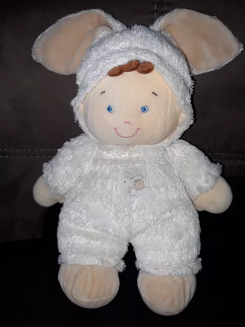 Doudou peluche Poupée Garçon Ecru Oreilles Lapin nicotoy (etiquette coupée) Occa