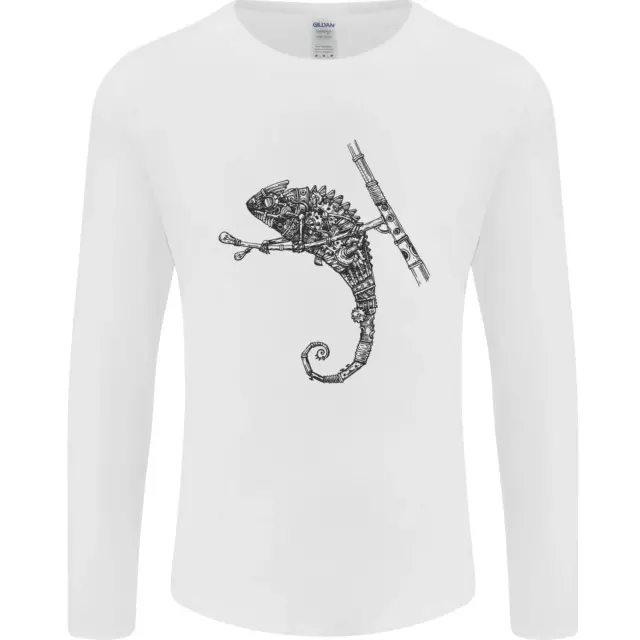 Steampunk Camaleon Hombre Camiseta Manga Larga