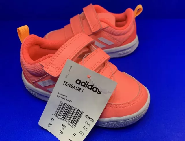Adidas I Tensaur scarpe da ginnastica bambini con gancio e anello nuovissime con scatola taglia 5,5 UK