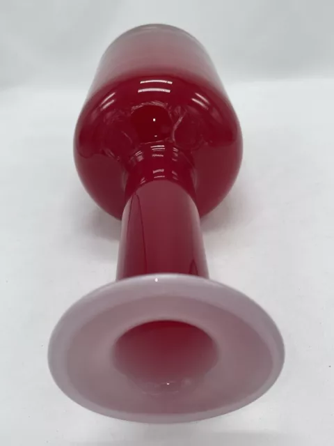 Otto Brauer for Holmegaard, bottle vase in red and white glass 3