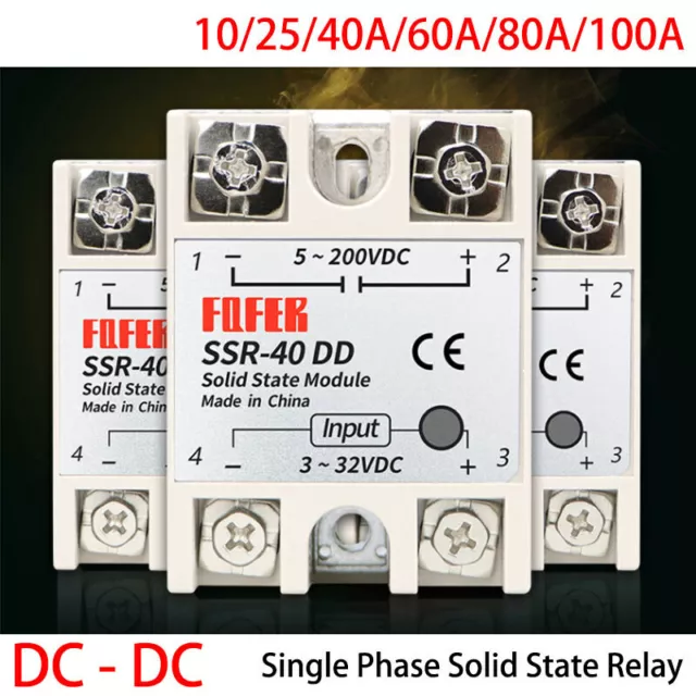 10A to100A SSR Single Phase Solid State Relays Module DC 3V-32V to DC 5V-200V