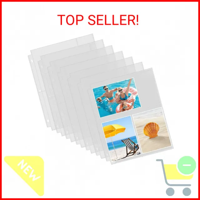 25 Pack 3 x 5 Photo Album Pages For 3 Ring Binder, Archival Photo