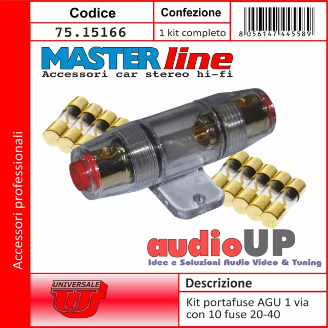 Set Porte-Fusible Agu 1 Par Câble En 10mmq Max + 2 Emballage Fusibles 5 Pz 20A