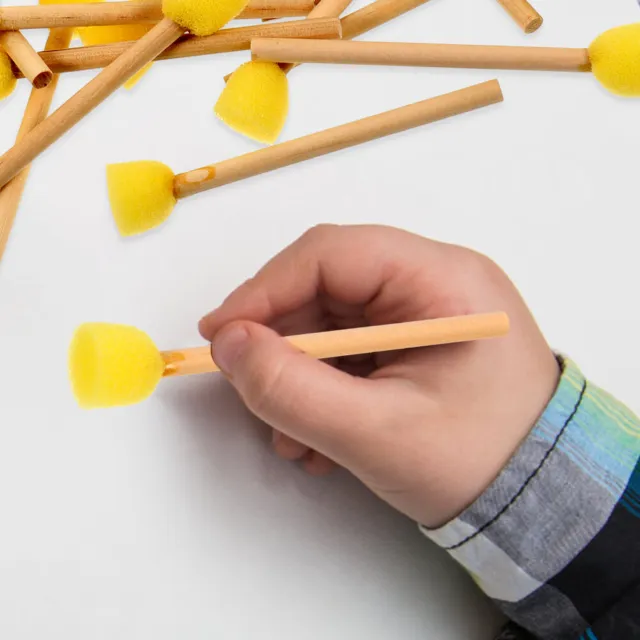 100 piezas cepillo de esponja con mango de madera para niños soporte de herramientas de graffiti arte