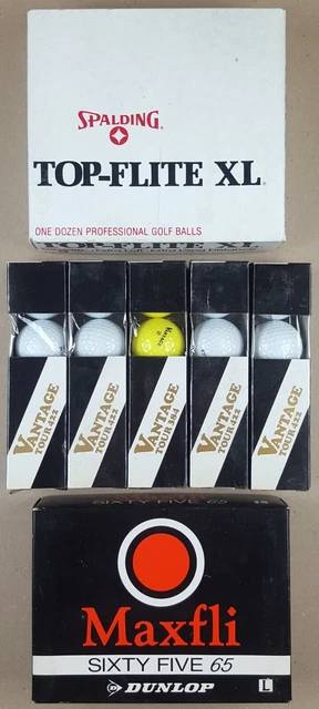 Lot Boites Balles Golf Spalding Top-Flite Vantage Tour 422 Maxfli Rare Vintage