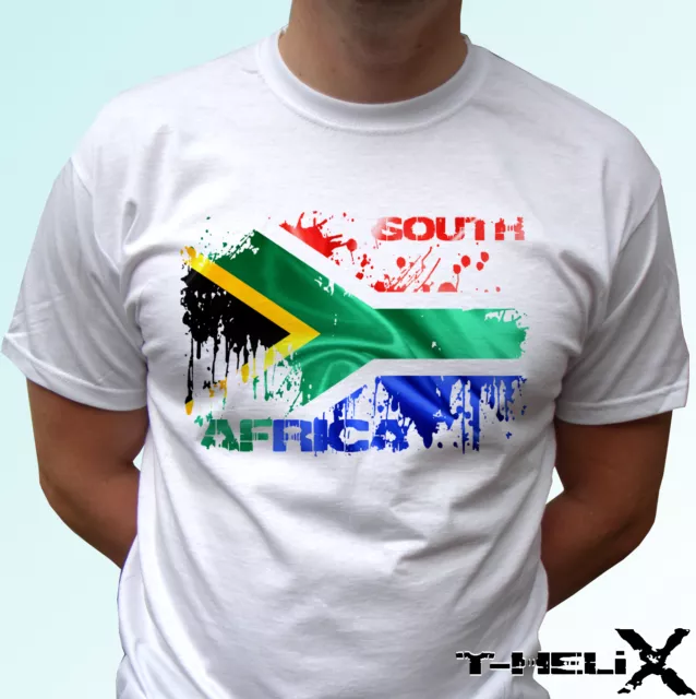 South Africa flag - white t shirt top country design mens womens kids & baby