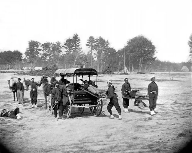 CIVIL WAR MEDICAL AMBULANCE CORP BRADY 8x10 SILVER HALIDE PHOTO PRINT