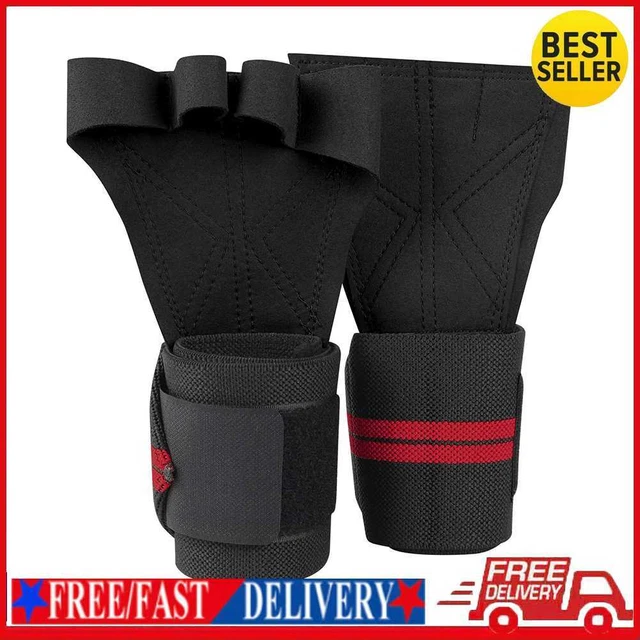 Weight Lifting Gloves Dumbbell Grip Hand Protector Wrist Guards (Black L)