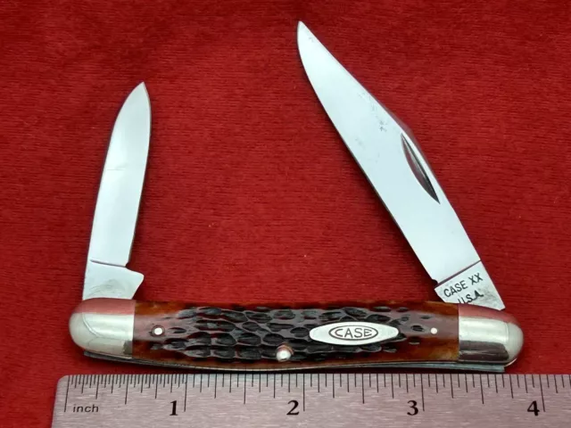 CASE XX USA (1965-69) 06247 Large PEN Knife Pretty Reddish BONE Handles NR