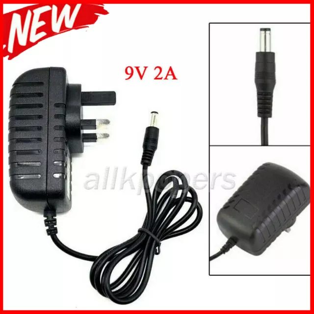 DC 9V 2A AC Power Supply Transformer Adapter Converter Wall Charger UK Plug