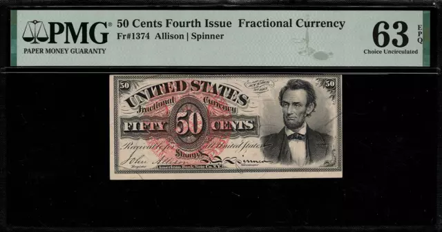 FR-1374 $0.50 Fourth Issue Fractional Currency - 50 Cents - PMG 63 EPQ - Lincoln