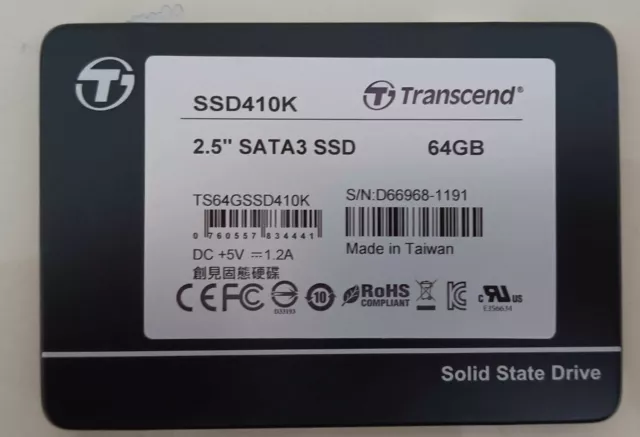 Ssd 64 Gb Trascend Hard Disk Stato Solido 2,5 Sata 6Gb/S Ssd410K Notebook Hd Pc