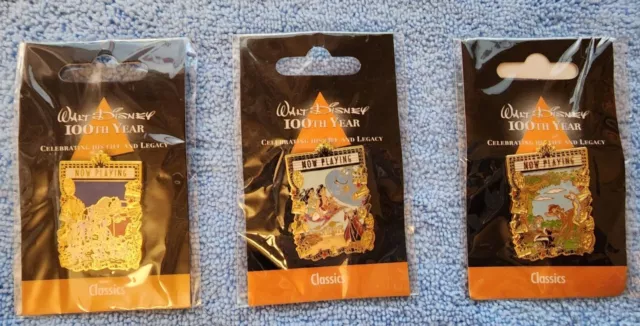 Disney Store JAPAN Pin Walt 100th Legacy Classics Aladdin, Bambi &101 Dalmations