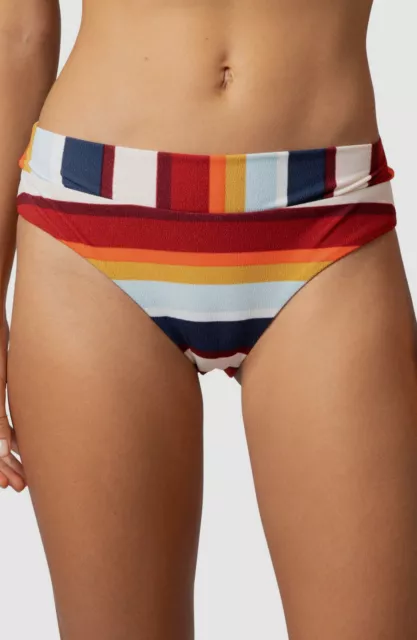 $44 Rip Curl Women's Red Stripe Hipster Bikini Bottom Swimwear Size L