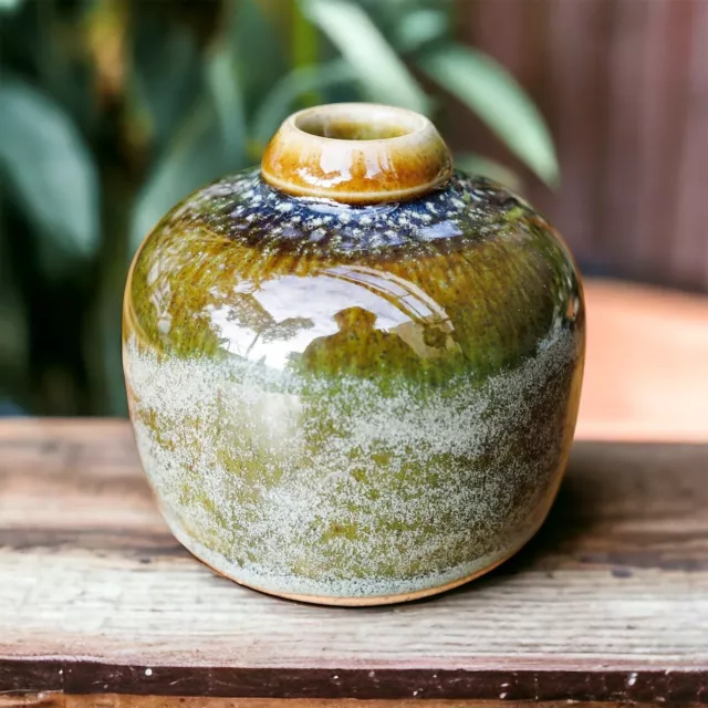Pottery Wheel Thrown Bottle Vase Deco In Our Rutile/Orange Glaze Hand Made Melb