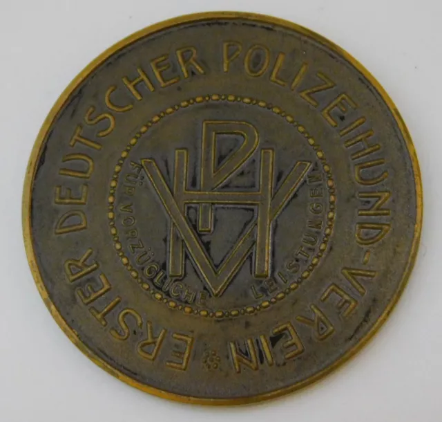 Alte Bronze Medaille PHV Deutscher Polizeihund Verein Ø 3,8cm mit Kästchen