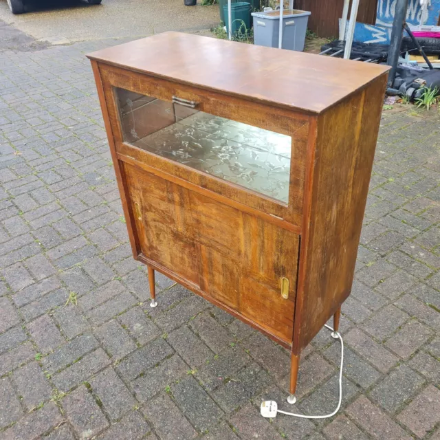 Cocktail cabinet, Retro, Antique, Fold Down With Light, Sliding Doors