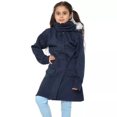 Bambini con Cappuccio Navy Parka Pelliccia Finta Cappotto New Moda Età 5-13 Anni