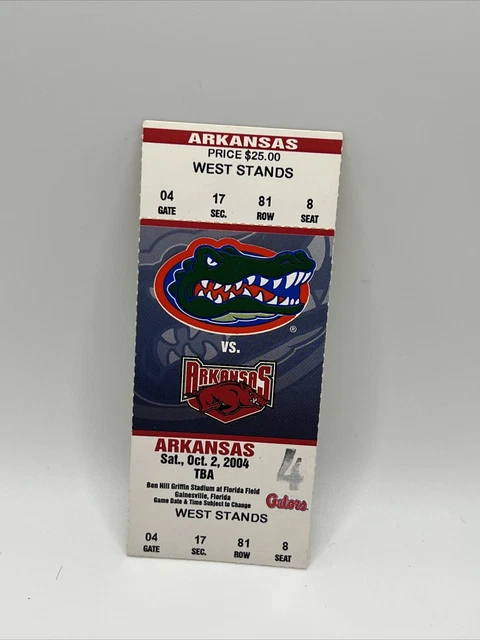 College Football Ticket Middle Arkansas  vs Florida Gators 10/2/2004