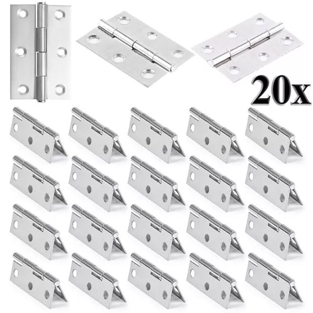 20 Pcs Charnières Porte en Inox, Penture, Paumelle 6 trous pour meuble cabinet