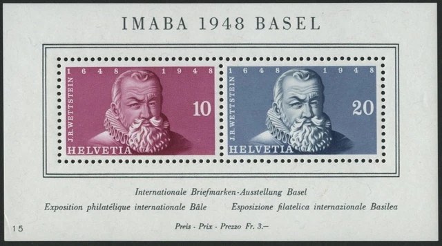 SCHWEIZ Bl. 13 **, 1948, Bl. IMABA, feinst, Mi. 90.-