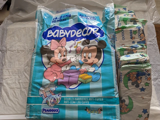 10 Peaudouce Extra Large PLASTIC BACKED decor Diapers alte vintage vtg abdl