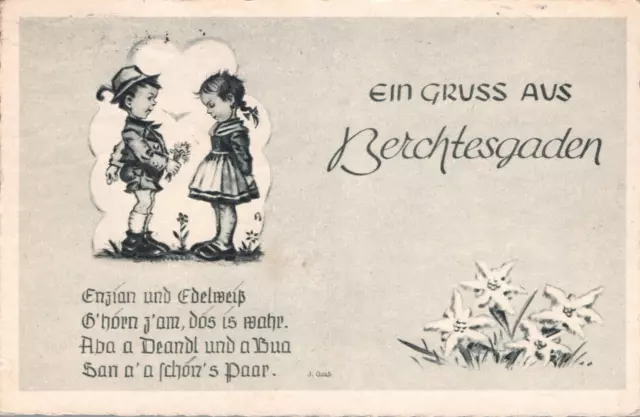 AK Ein Gruß aus Berchtesgaden Spruch a schön's Paar, gel. 1955 (Nr. 1661)