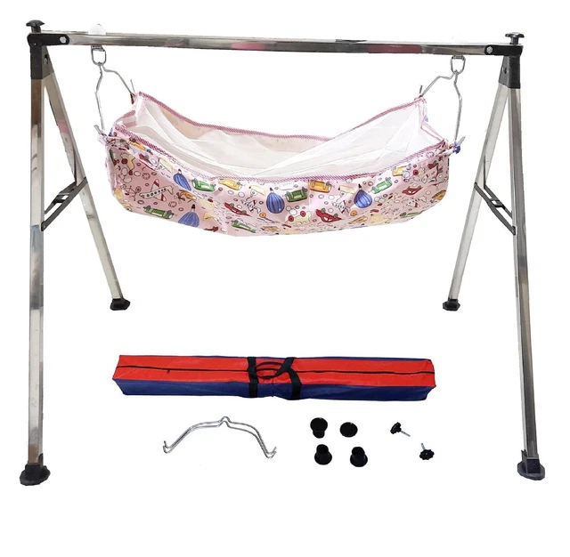 Pipa cuadrada de base de acero plegable con dos hamacas de algodón con mosquitera KR51