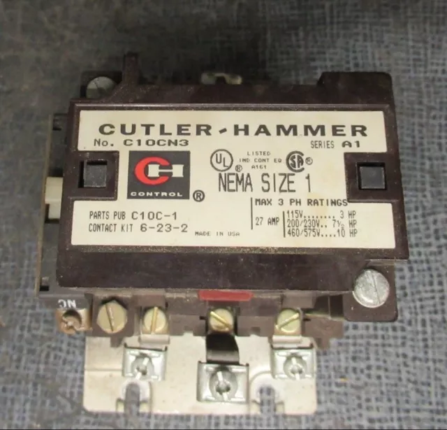 Eaton / Cutler-Hammer C10Cn3 Nema Size 1 460V/575V Ser. A1 27 Amp **Warranty**