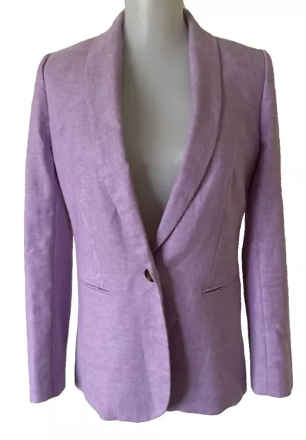 J Crew Parke Linen Blend Blazer Jacket  Lined Womens Size 0 Purple