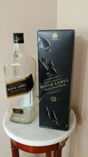 Black Label Johnnie Walker Whiskey 1.75L Empty Bottle With Box Collectibles