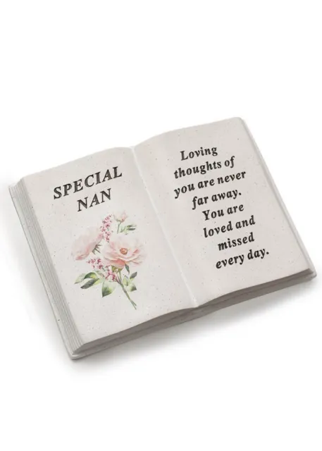 NAN - Libro aperto con disegno floreale rosa ornamento tomba memoriale tributo