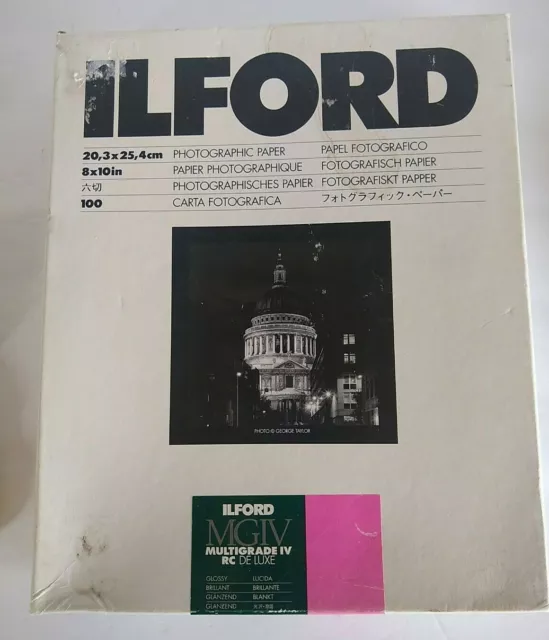 Ilford MGIV Multigrade IV RC Deluxe 8X10 Photographic Paper Gloss (100) Open Box