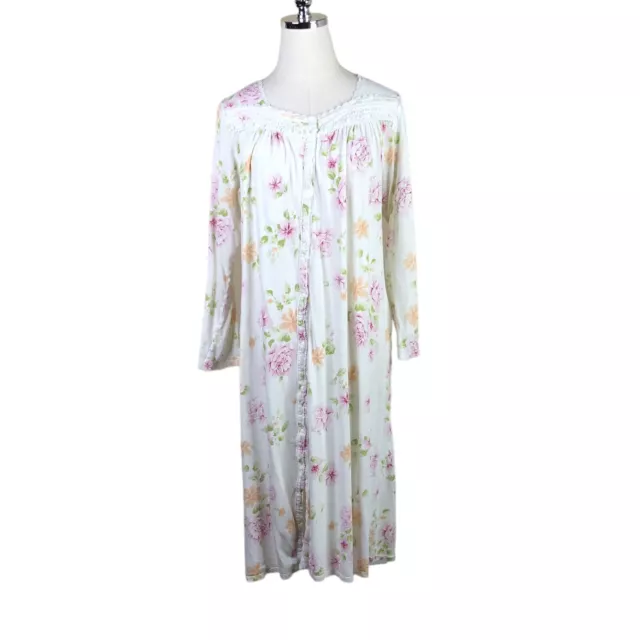 Earth Angels Nightgown Womens Small Lightweight Floral Snap Front Modest WEAR