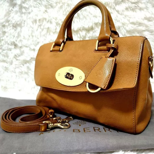 Mulberry 2way Shoulder Bag Tote Bag Bayswater Turnlock Leather Brown