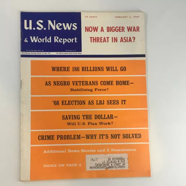 U.S. NEWS & World Report Magazine February 5 1968 As Negro Veterans