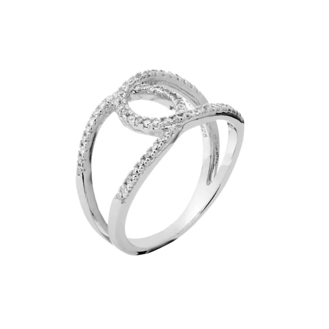 Art Deco Style Ring Sterling Silver Cubic Zirconia CZ Pave Wide Loop - Silverly 2