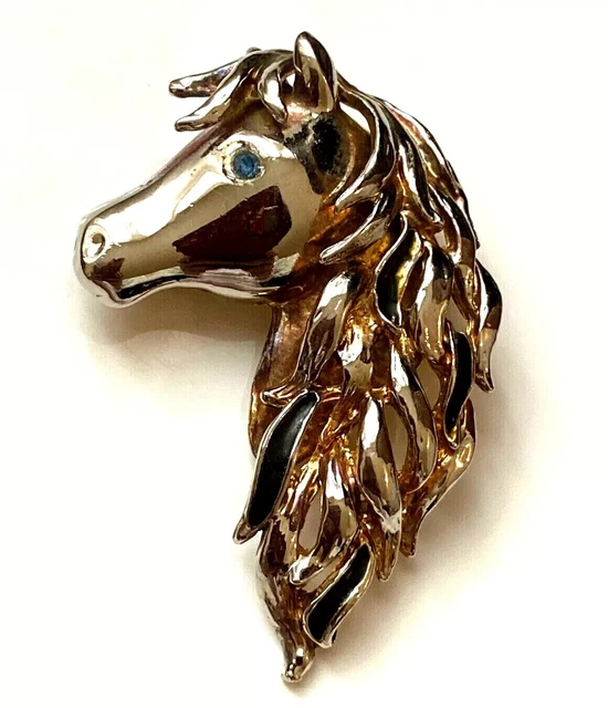Broche Tête De Cheval Strass - Rhinestone - Vintage