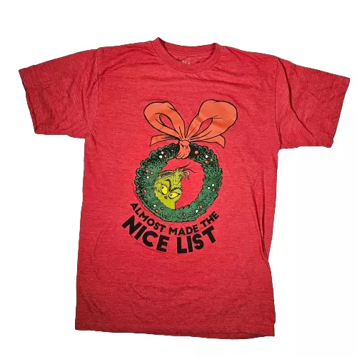 The Grinch Almost Made the Nice List Red T-shirt Women's Size Medium Dr. Seuss