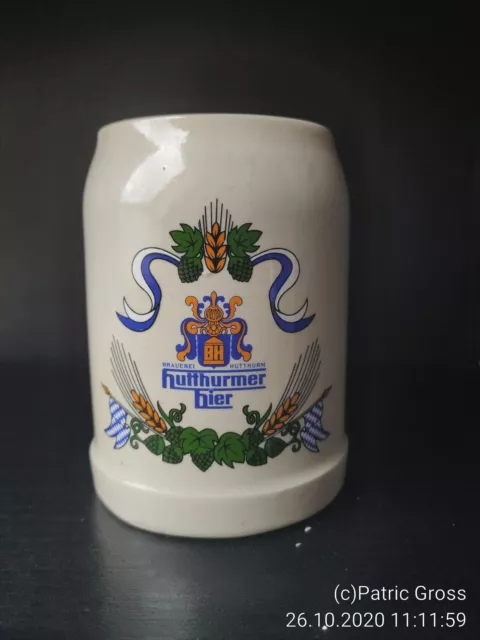 KONVOLUT 2x Bierkrug 0,5 l BRAUEREI HUTTHURM BAYERN German Stein