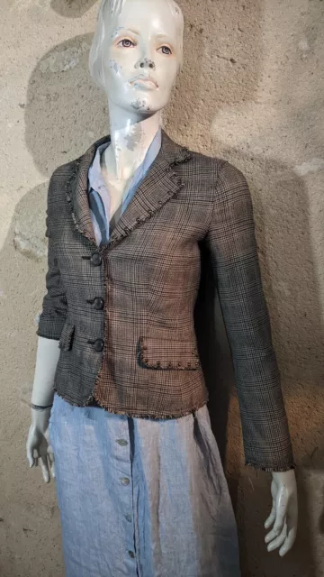 👕 GERARD DAREL Taille 38 👕 Superbe veste doublée marron gris  LAINE  SOIE 3