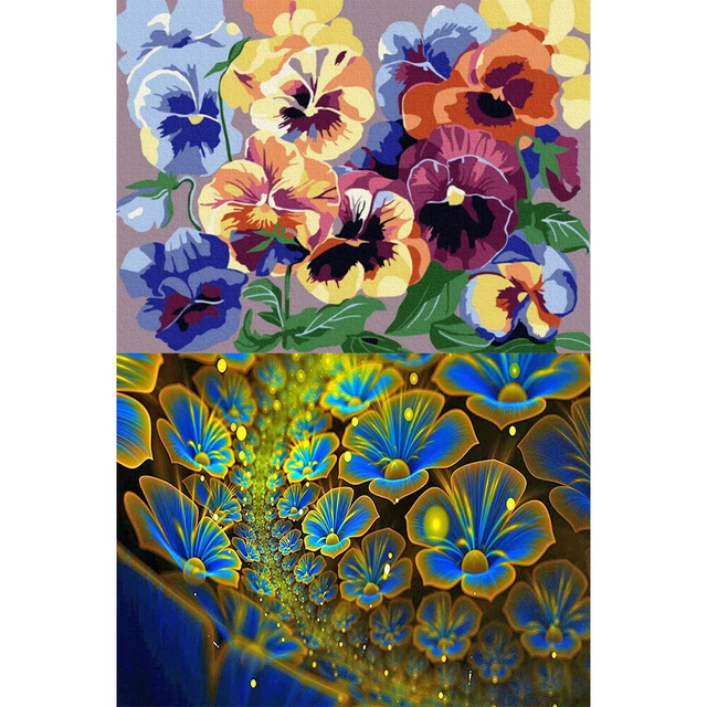 Kit de pintura al óleo de flores sin marco por números hágalo usted mismo dibujo hecho a mano sobre lienzo