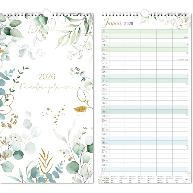 FAMILIENPLANER 2026 WANDKALENDER Kalender 2026 Familienplaner 5 Spalten