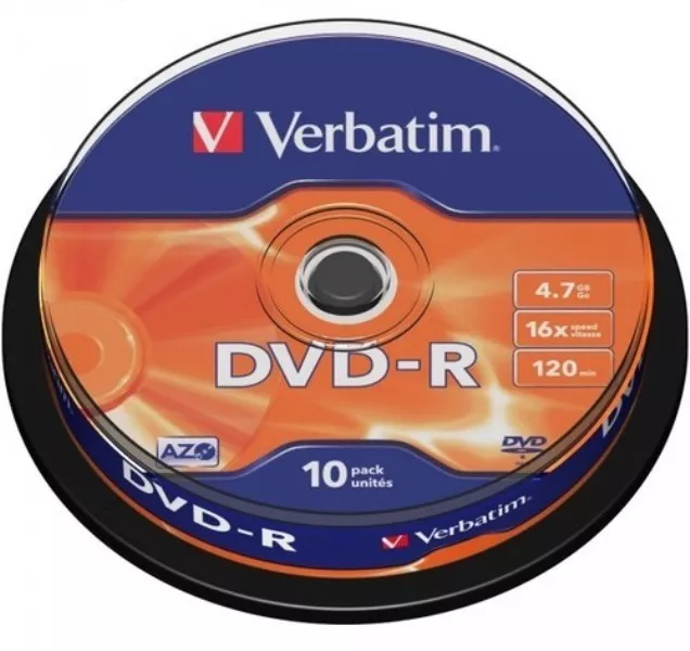 Dvd-R Verbatim 4.7Gb 16X 120 Minuti 10Pz Azo Cakebox