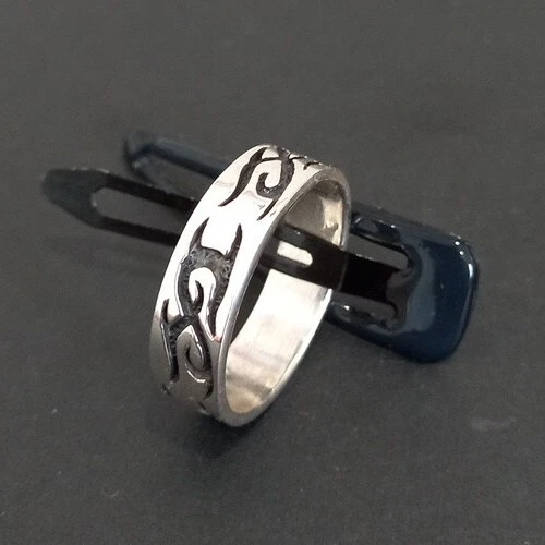 Vintage MENS  Solid Sterling 925 Silver 7.44mm CELTIC BAND RING  S13 USA 7.62gs