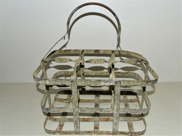 Ancien Casier à Bouteilles De Bistrot - Porte 6 Bouteilles - Bois Et Zinc - Avec Poignée - Déco Cave