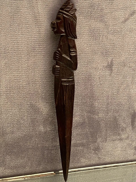 Coupe-papiers bois massif sculpté profil d'Indien d'Amazonie Brésil Vargas 1940 6