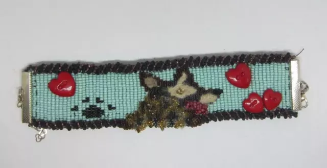 Woven Dog Wolf Bracelet Boho Glass Seed Bead Beaded Band Jewelry Handcrafted USA